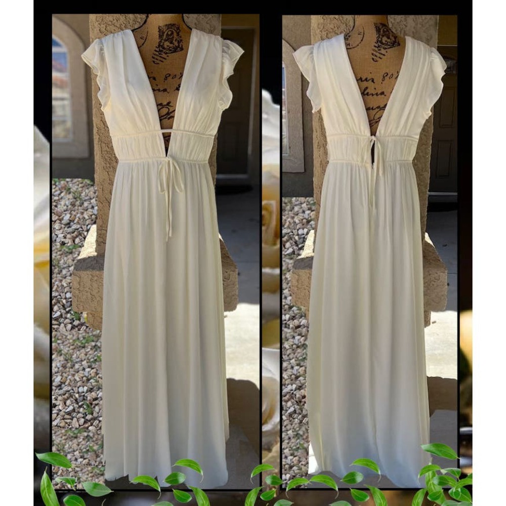 Lulus Tulle Ruffle Cream I'm All Yours Maxi Dress Size L - Picture 6 of 16
